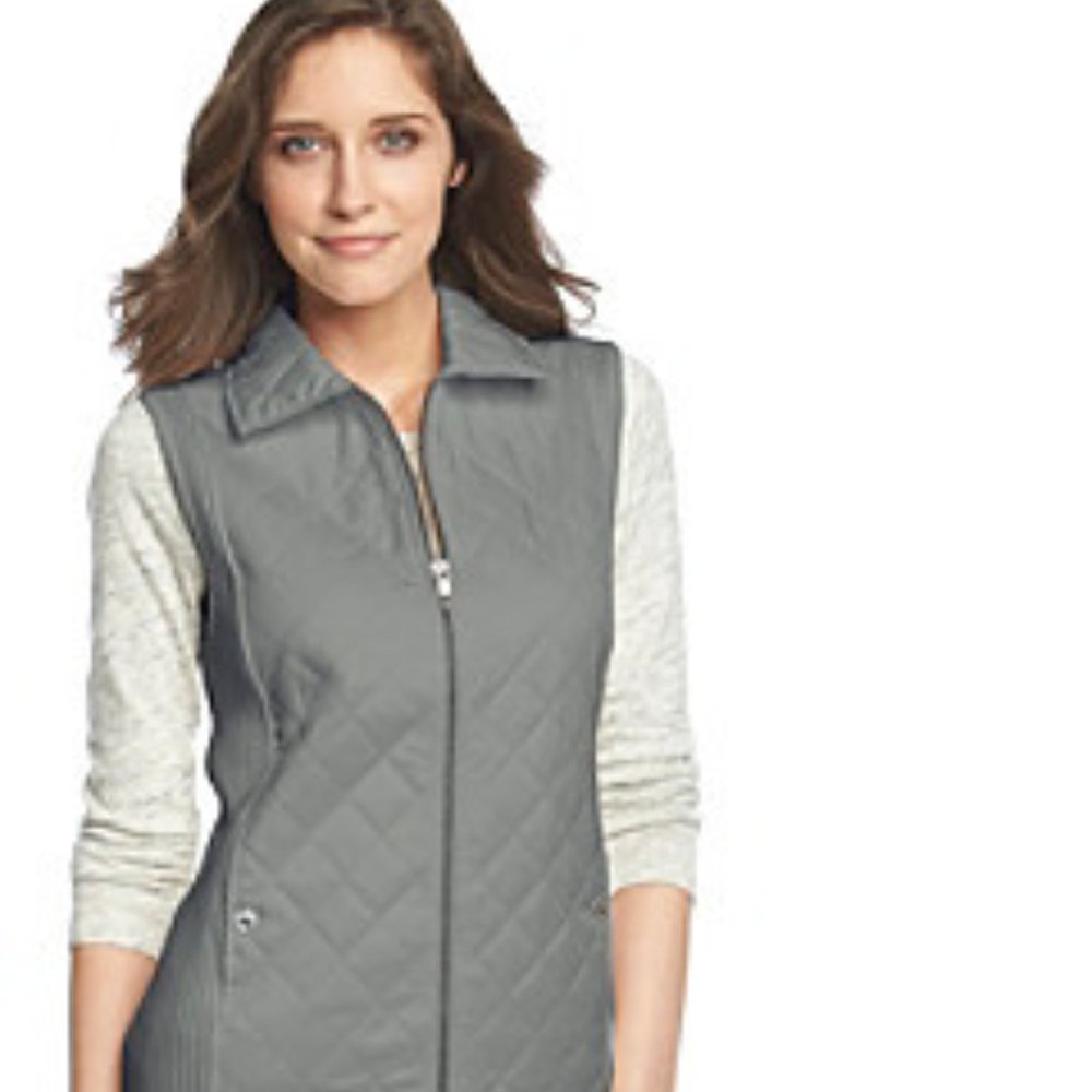 Jones New York Signature Gray Quilted Vest